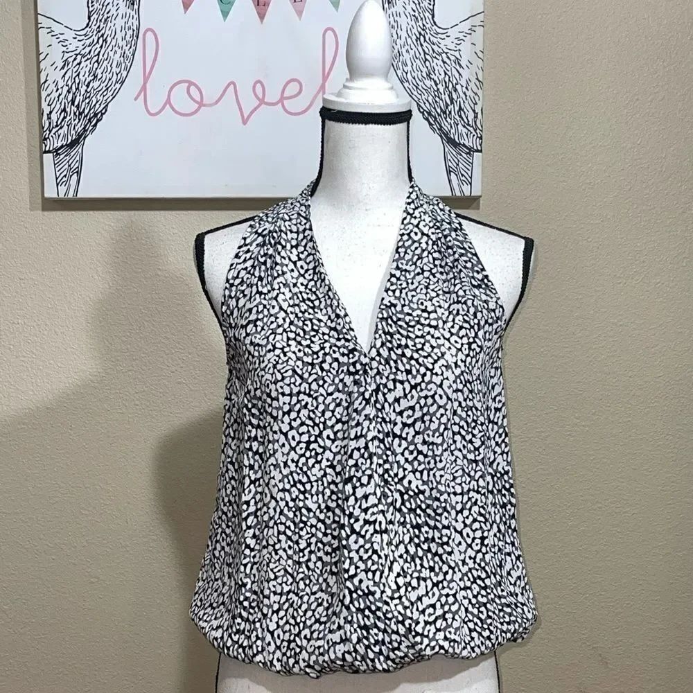 Joie crossover blouse black and white